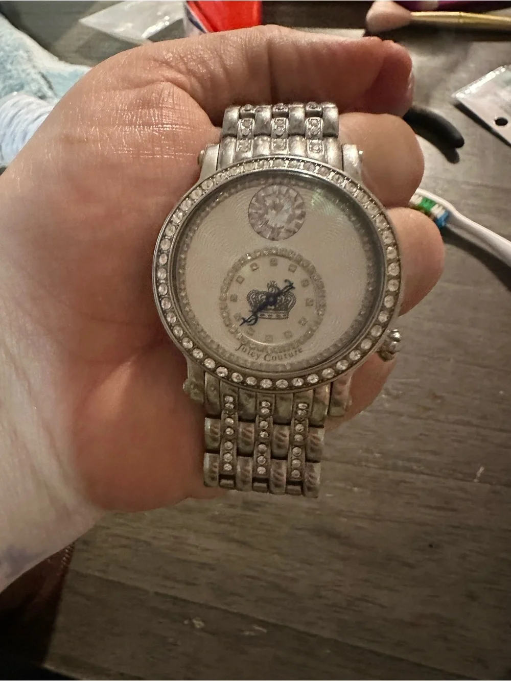 Juicy Couture Silver Crystal-Accent Women's Bracelet Watch